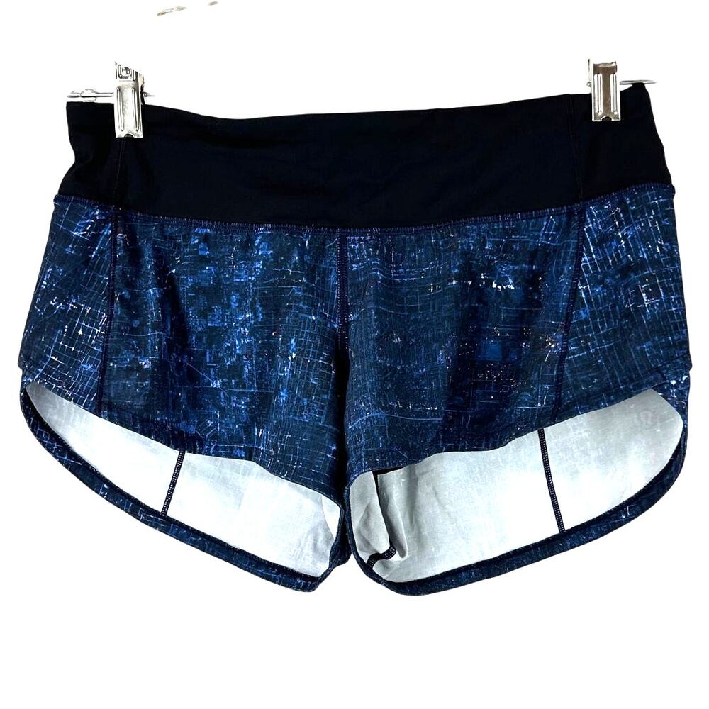 Lululemon Speed Up Short 2.5" City Lights Multi Black Blue Women's Size 4 EUC